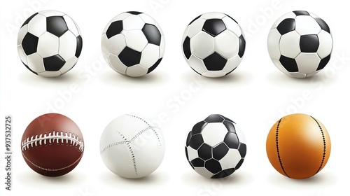 Collection of Various Sports Balls Isolated on White Background