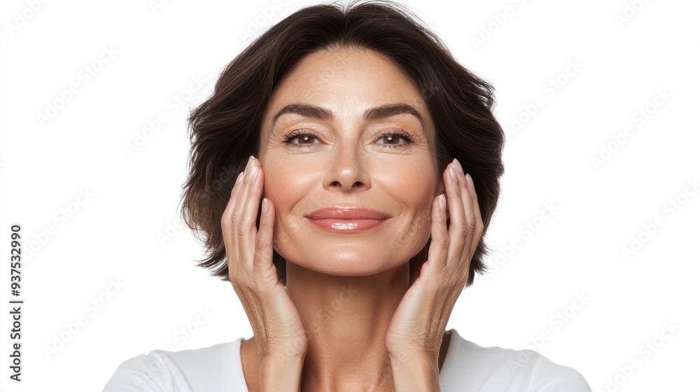 Portrait of a Mature Woman with Hands on Cheeks Portrait of a Mature Woman with Hands on Cheeks