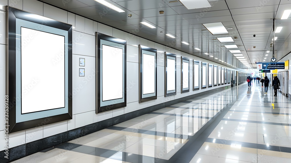 Fototapeta premium Blank Advertisement Boards In Subway Station