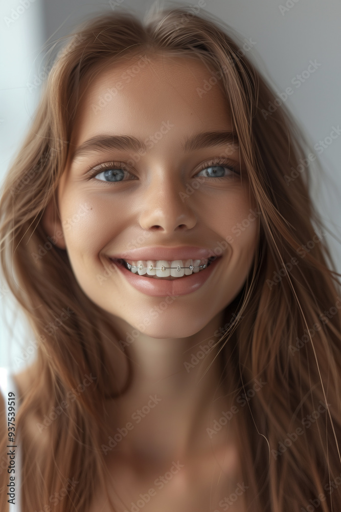 Portrait of a Cheerful charming Teenage Girl with Braces Portrait of a Cheerful charming Teenage Girl with Braces