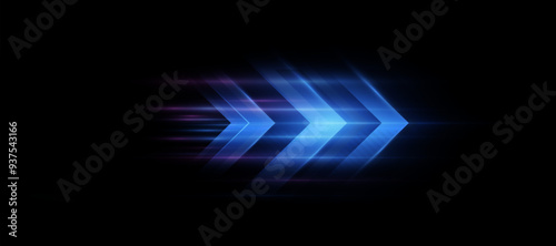 Light effect of high speed movement of light speed arrow of blue glow. Dynamic movement of high speed arrow of light energy.