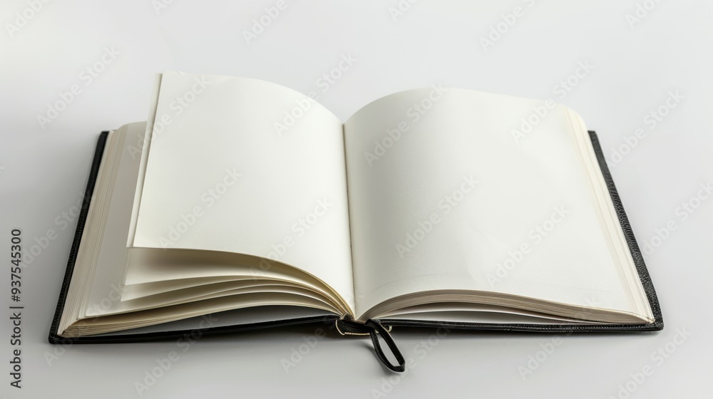 Blank open book is lying on white table Blank open book is lying on white table