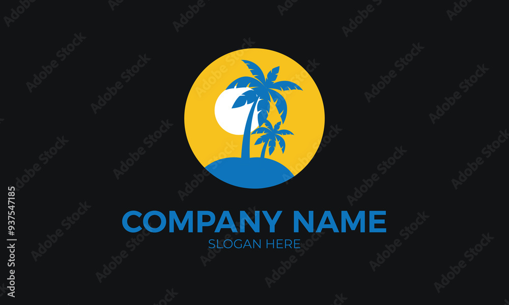 Travel company vector logo template. Holiday logo design template. Vector Template for a beach logo concept Travel company vector logo template. Holiday logo design template. Vector Template for a beach logo concept