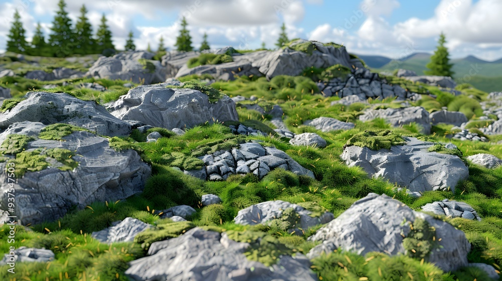 Green Grass and Rocks on a Hilltop Green Grass and Rocks on a Hilltop