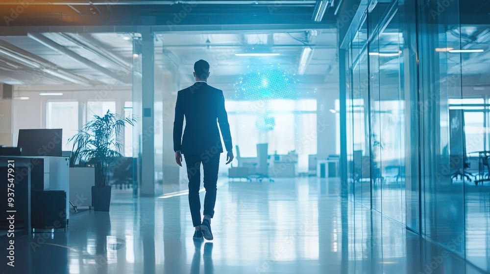 A business professional walks through a modern office with an AI hologram assistant projected from a smartwatch, organizing the day’s schedule and displaying important notifications.
A business professional walks through a modern office with an AI hologram assistant projected from a smartwatch, organizing the day’s schedule and displaying important notifications.