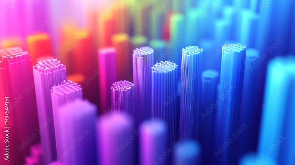 Abstract background with colorful, 3D, cylinder shapes. The image has a soft, glowing, light effect. Abstract background with colorful, 3D, cylinder shapes. The image has a soft, glowing, light effect.