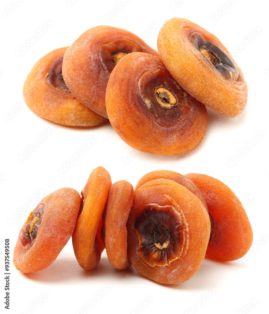 dried persimmon on white background dried persimmon on white background