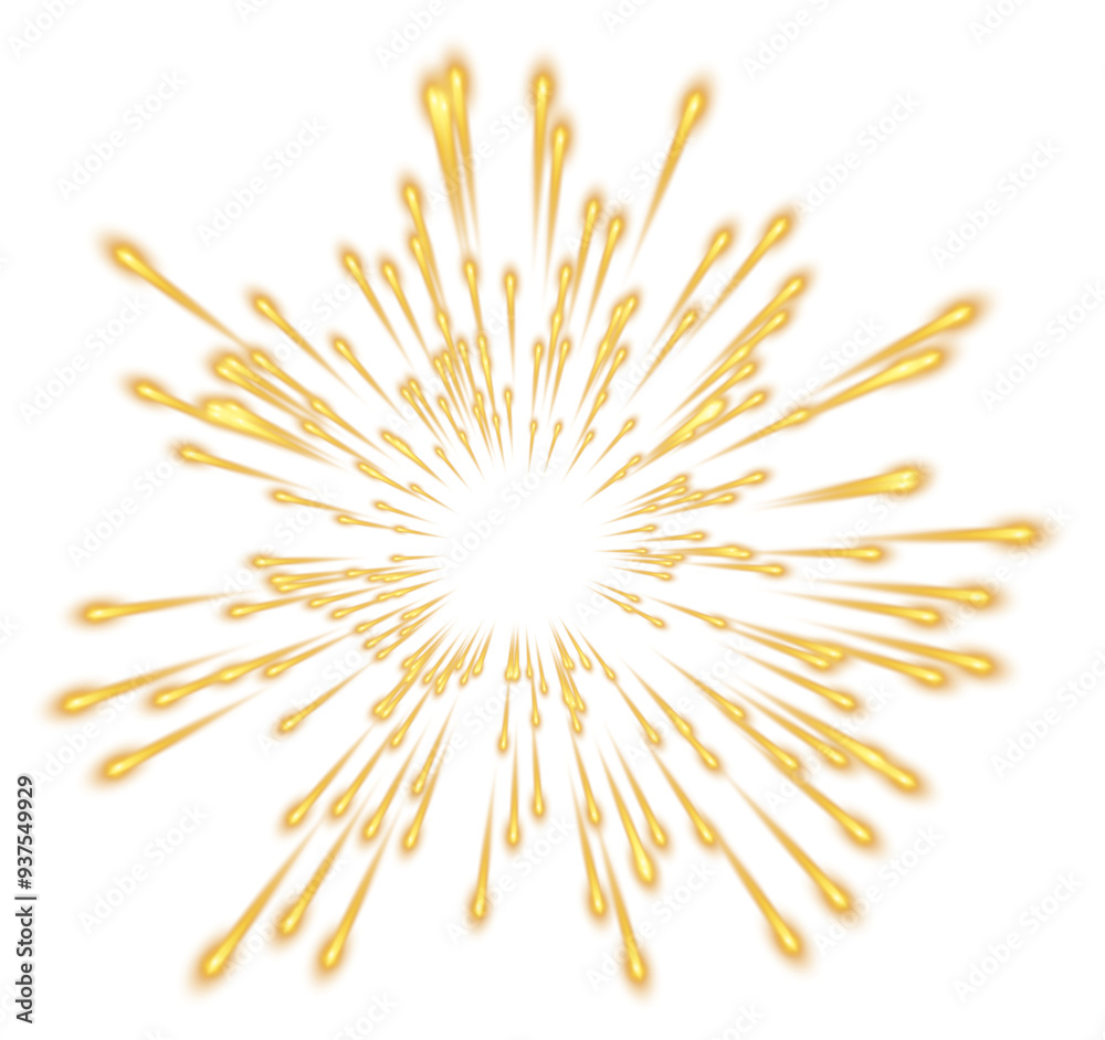 Gold Glowing Transparent Firework. New Year Sparkler Star Gold Glowing Transparent Firework. New Year Sparkler Star