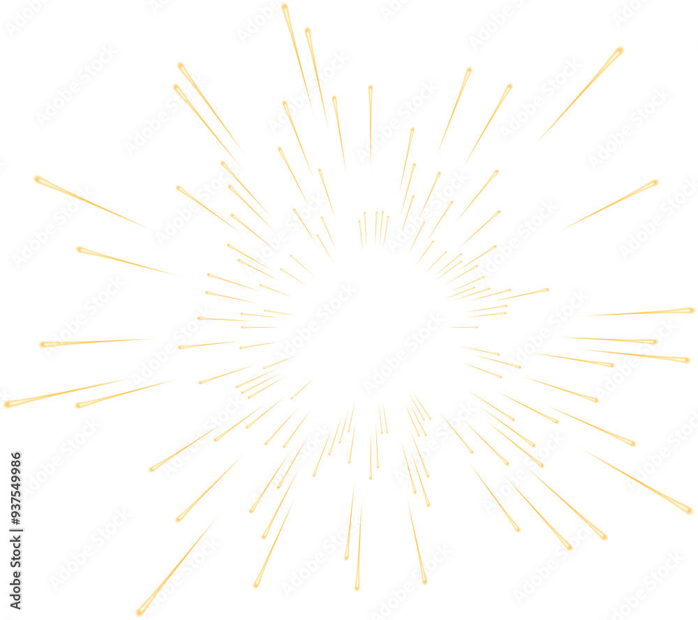 Fototapeta premium Gold Glowing Transparent Firework. New Year Sparkler Star