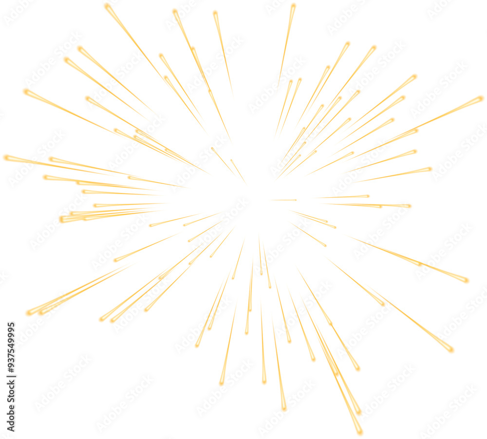 Fototapeta premium Gold Glowing Transparent Firework. New Year Sparkler Star