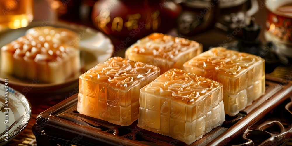 Close up of Traditional Chinese Moon Cakes Close up of Traditional Chinese Moon Cakes