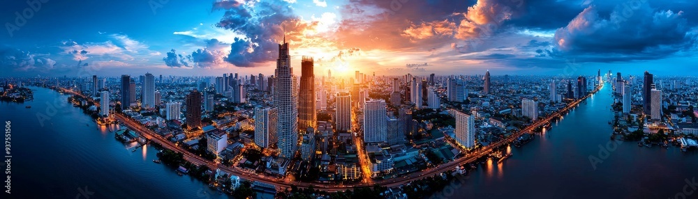 A 3D Bangkok skyline with soft lighting, representing the modernity and tradition of Thailand’s capital. A 3D Bangkok skyline with soft lighting, representing the modernity and tradition of Thailand’s capital.