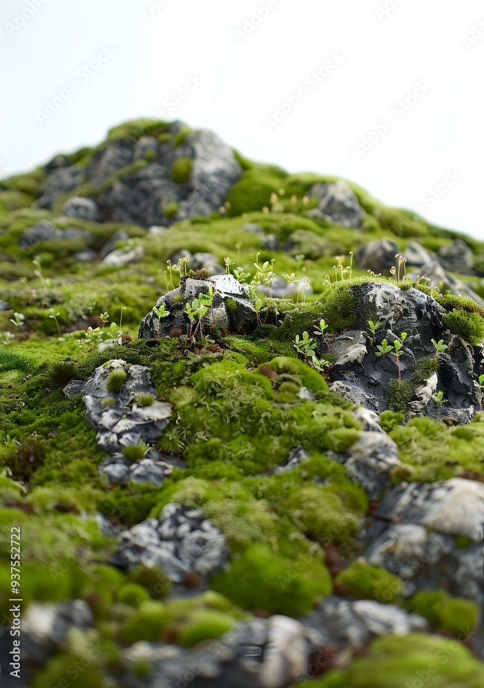 Green Moss Covering Rocks In The Mountains Green Moss Covering Rocks In The Mountains