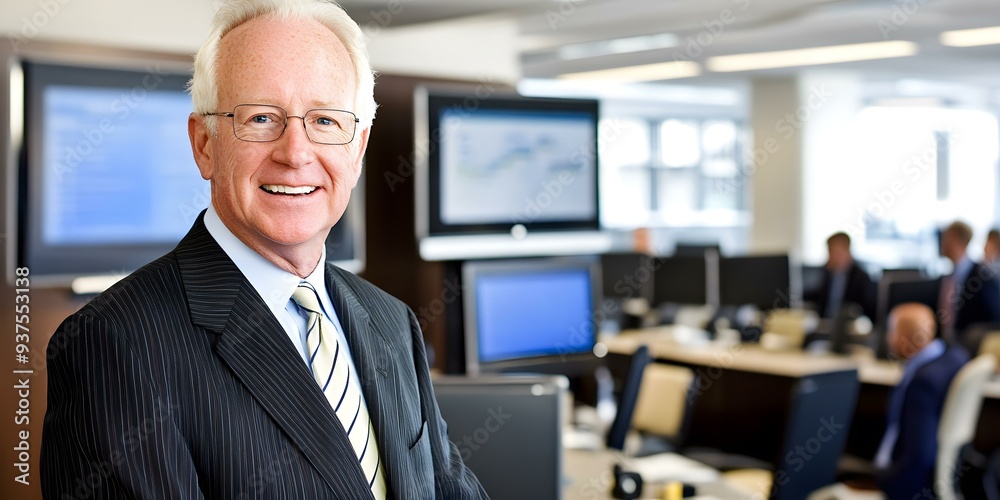 Smiling Senior Businessman in Modern Office Smiling Senior Businessman in Modern Office