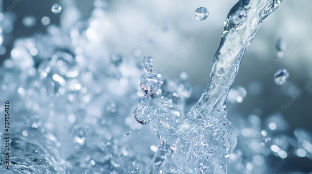 Close-up of water splashes creating dynamic movement and texture.
