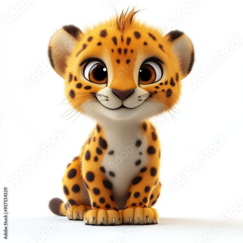 Cute Happy Cheetah Isolated on White Background, Cartoon Character - Mascot