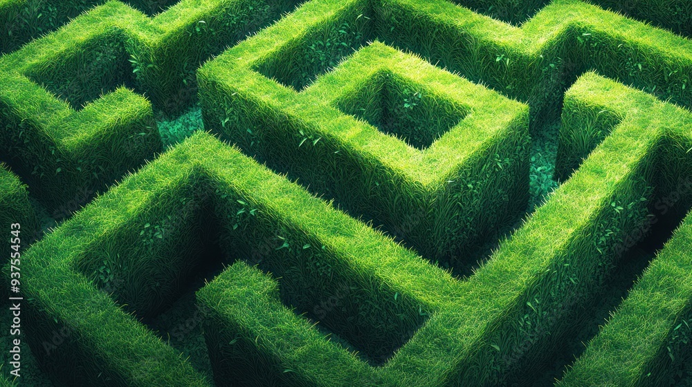 Lush Green Hedge Maze - A vibrant, lush green hedge maze with perfectly trimmed pathways, offering a serene and inviting landscape for exploration. Lush Green Hedge Maze - A vibrant, lush green hedge maze with perfectly trimmed pathways, offering a serene and inviting landscape for exploration.