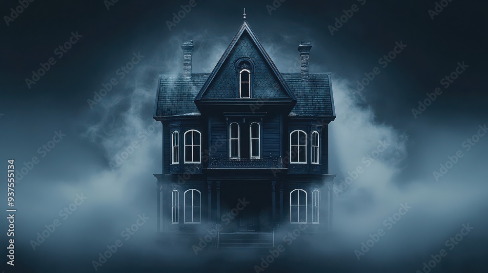 A hauntingly beautiful old house shrouded in mist, evoking a sense of mystery and eeriness in a dark atmosphere. A hauntingly beautiful old house shrouded in mist, evoking a sense of mystery and eeriness in a dark atmosphere.