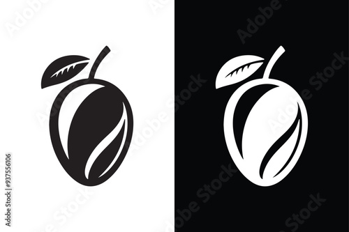 Mango icon with black and white background.