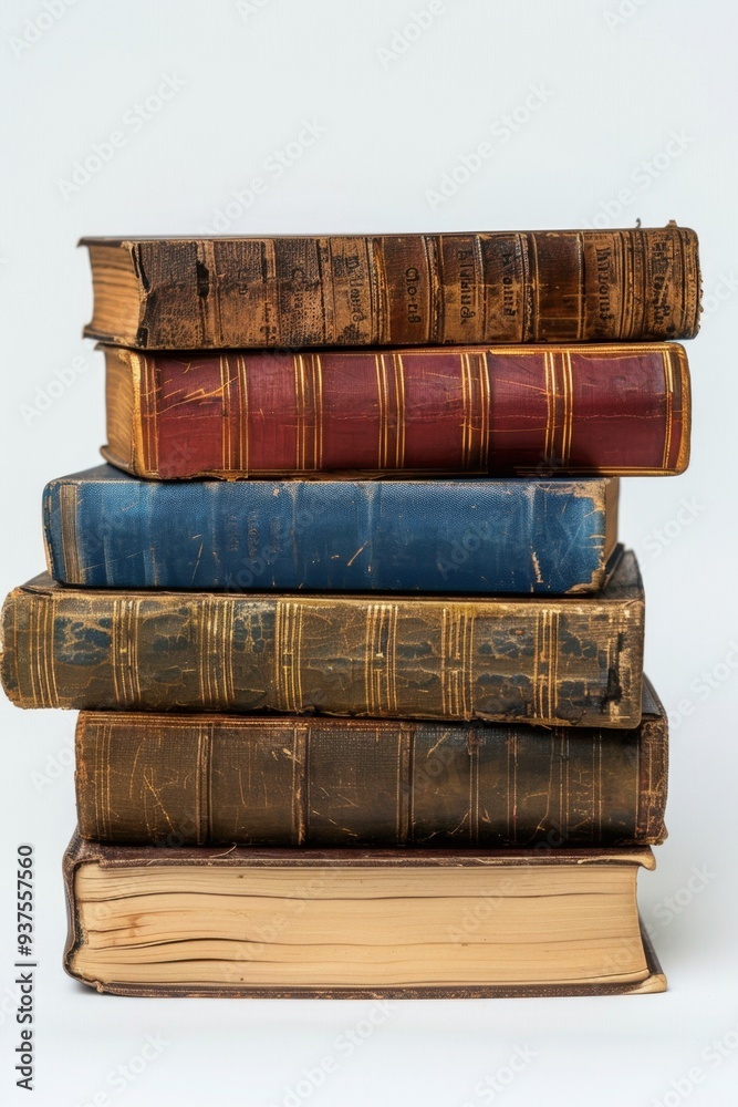 Antique Book Stack on White Background Antique Book Stack on White Background
