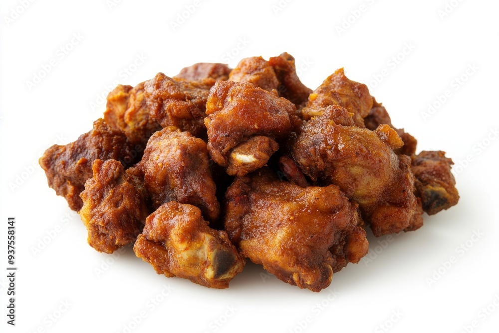 Chicken Rendang, A variation that uses chicken instead of beef. isolated on white background Chicken Rendang, A variation that uses chicken instead of beef. isolated on white background