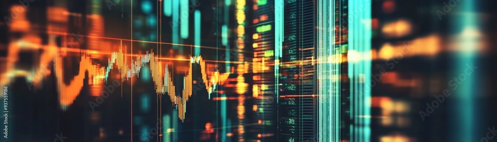 Abstract financial background in dark hues featuring dynamic data, charts, and bright digital lines. Perfect for finance and technology visuals. Abstract financial background in dark hues featuring dynamic data, charts, and bright digital lines. Perfect for finance and technology visuals.