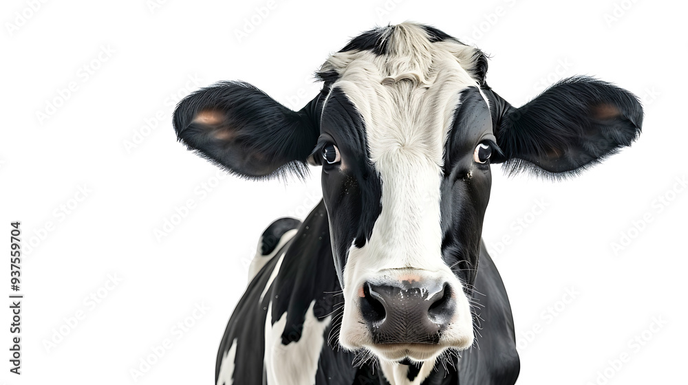 Mature Holstein Cow at 5 Years Old Stands Gracefully on White. Mature Holstein Cow at 5 Years Old Stands Gracefully on White.