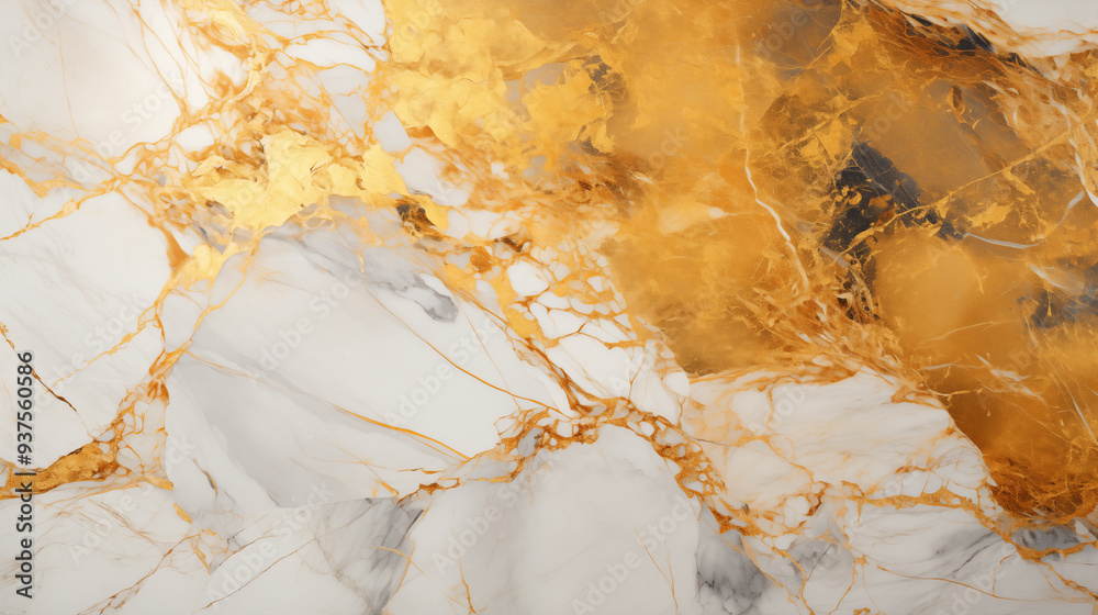 Fototapeta premium White and gold marble texture background 
