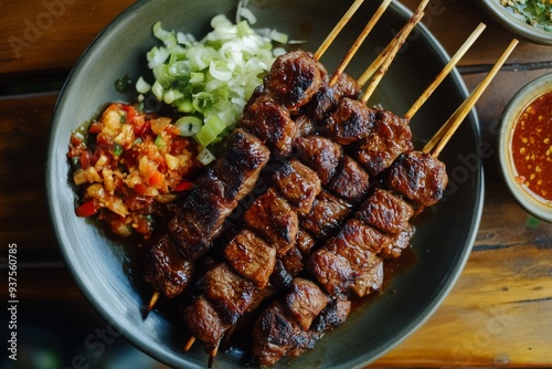 Maranggi Satay, Originating from West Java, this satay is made with beef or lamb marinated in a sweet and savory mixture of soy sauce, garlic, and other spices. photo