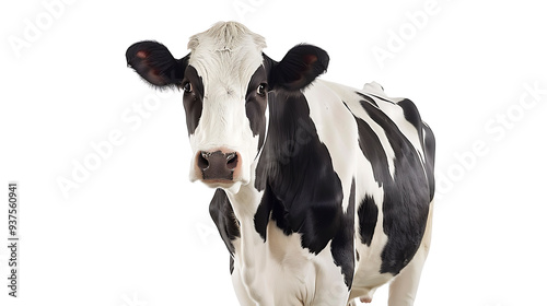 Prime Holstein Cow Aged 5 Years Standing Against Clean White Backdrop photo