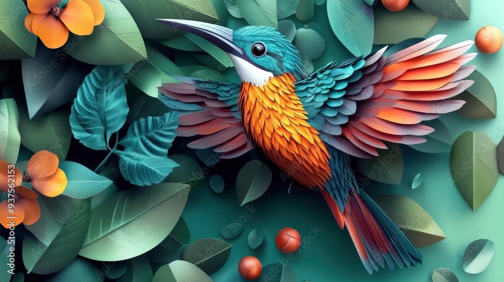 Obraz premium 3D wallpaper design for beautiful bird , ai
