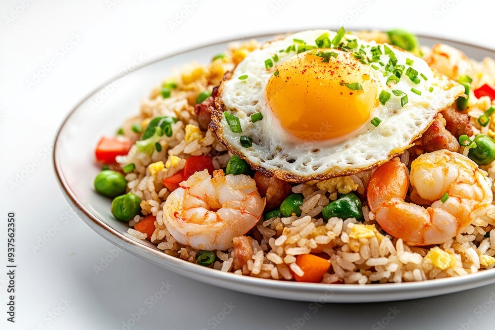 Special Fried Rice, Typically considered a deluxe version. isolated on white background Special Fried Rice, Typically considered a deluxe version. isolated on white background