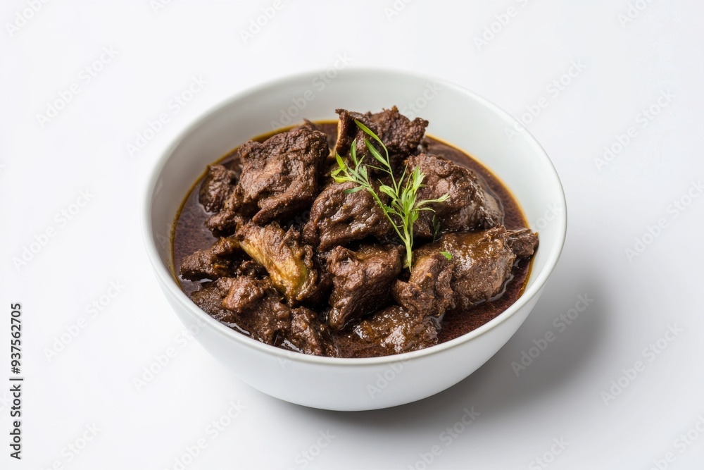 Stinky Bean Rendang, A vegetarian option using jengkol beans, known for their strong odor and unique taste. isolated on white background Stinky Bean Rendang, A vegetarian option using jengkol beans, known for their strong odor and unique taste. isolated on white background