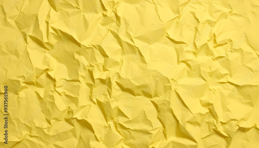 Crumpled Yellow Paper Texture Background with Detailed Wrinkles and Distressed Surface Crumpled Yellow Paper Texture Background with Detailed Wrinkles and Distressed Surface