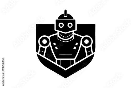 Robot logo icon silhouette vector art illustration