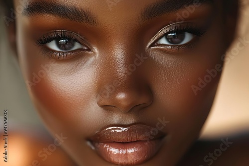 Closeup of flawless skin, natural beauty, soft lighting, studio setting,