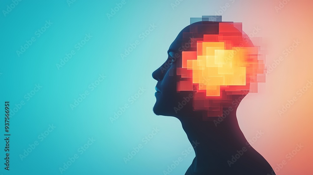 A creative representation of a head with digital pixels symbolizing innovative thoughts and ideas. Inspiring future technology concepts. A creative representation of a head with digital pixels symbolizing innovative thoughts and ideas. Inspiring future technology concepts.
