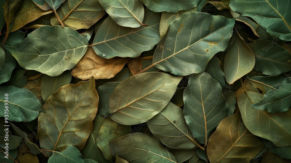 Fototapeta premium Vivid Green Leaves Top View Texture Background