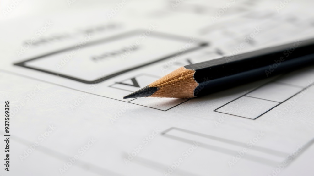 The black pencil on form The black pencil on form
