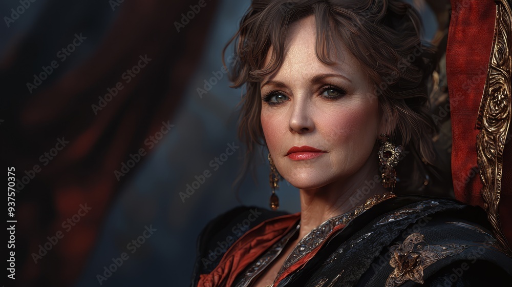 A tight shot of an individual adorned with a tiara, a red sash draped around a dress, and a red ribbon encircling their neck A tight shot of an individual adorned with a tiara, a red sash draped around a dress, and a red ribbon encircling their neck