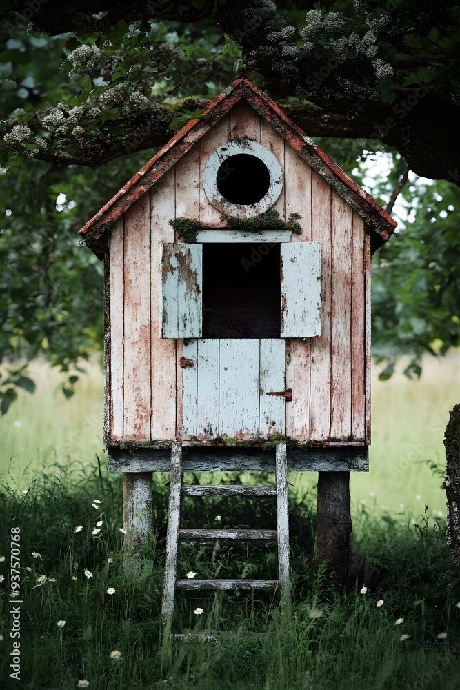 Small Wooden Hut in a Green Field Small Wooden Hut in a Green Field