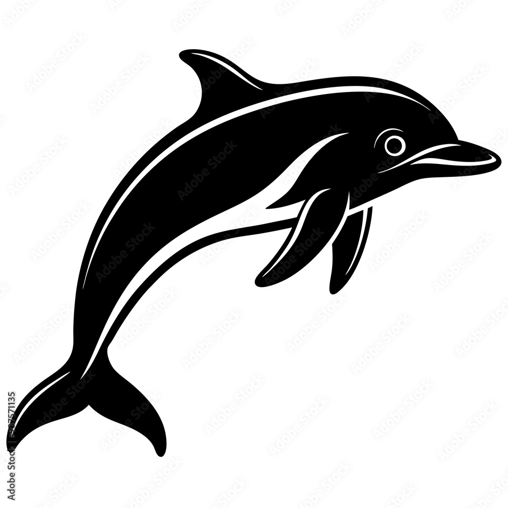 Fototapeta premium Dolphin silhouette Vector SVG