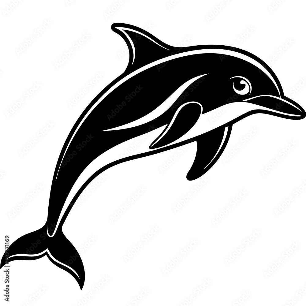 Fototapeta premium Dolphin silhouette Vector SVG