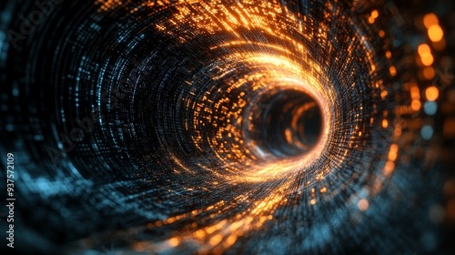 Wallpaper Mural Abstract Digital Tunnel with Glowing Lights. Torontodigital.ca