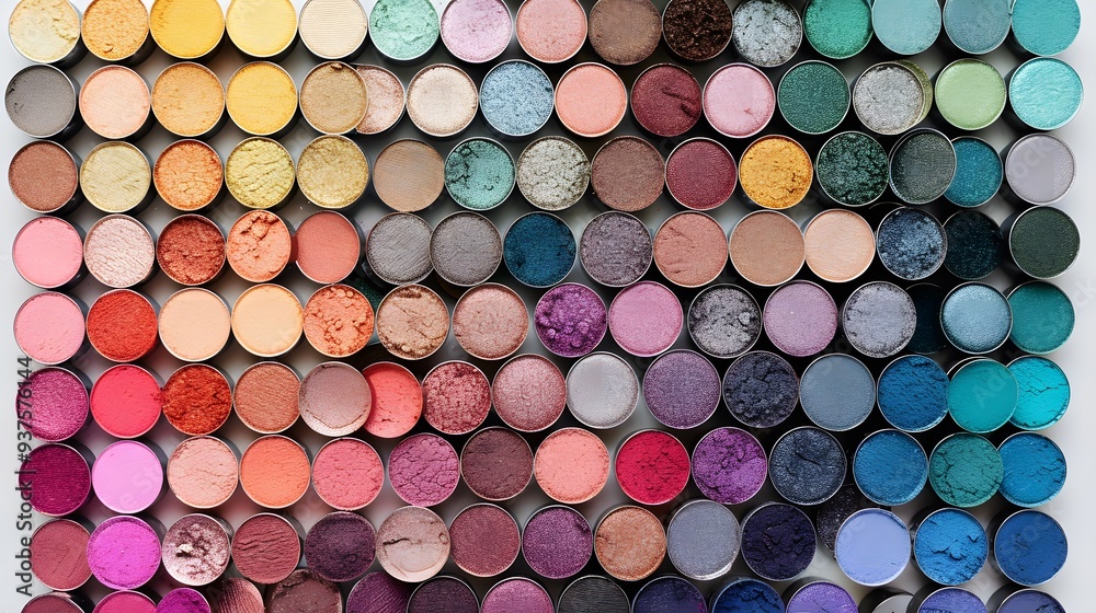 Gradient of eye-shadow colors in a single palette from a birds-eye view AI generated illustration Gradient of eye-shadow colors in a single palette from a birds-eye view AI generated illustration