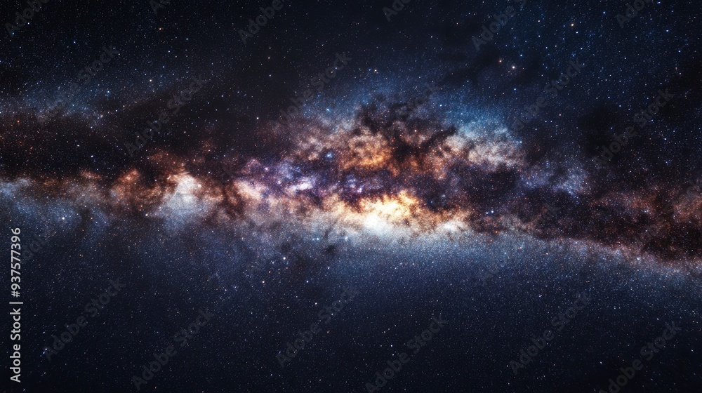 Fototapeta premium Clouds streak across the Milky Way , ai