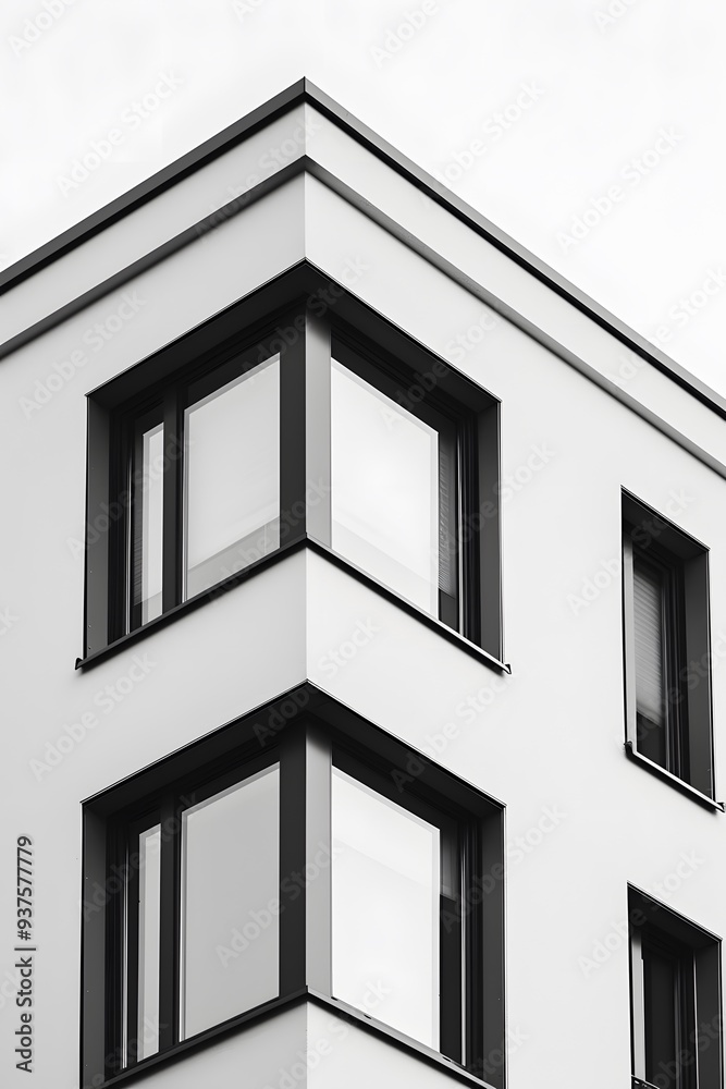 High contrast macro image of a modern standalone house with minimalistic windows and textures AI generated illustration High contrast macro image of a modern standalone house with minimalistic windows and textures AI generated illustration