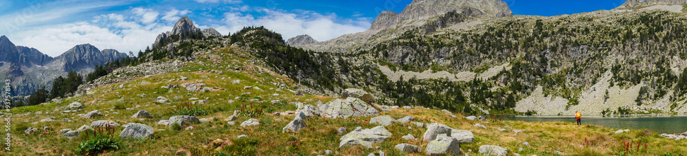 Beautiful panoramic view of a Pyrenean landscape on a cloudy day. Beautiful panoramic view of a Pyrenean landscape on a cloudy day.