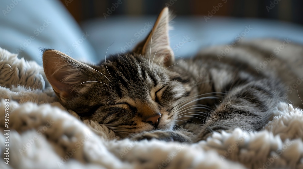 High resolution picture of a sleeping tabby cat AI generated illustration High resolution picture of a sleeping tabby cat AI generated illustration