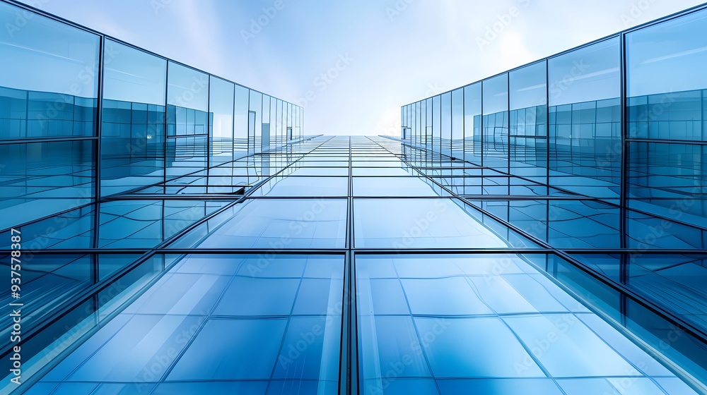 High rise view of a contemporary business center with sleek design AI generated illustration High rise view of a contemporary business center with sleek design AI generated illustration
